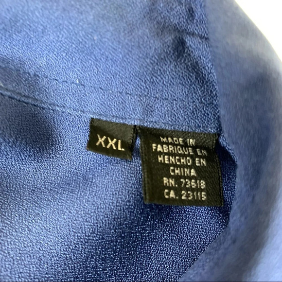 BOSS Hugo Boss Blue Long  Sleeve Silk Button Up Men's XXL - Picture 7 of 13